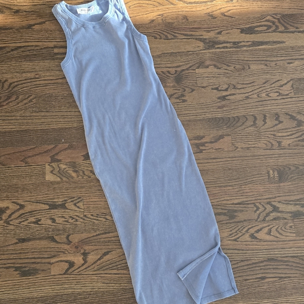 Double Zero Ribbed Midi Dress | Size S | Blue Bodycon Tank Dress - Picture 5 of 8